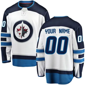 Men's Custom Winnipeg Jets Away Jersey - White Breakaway