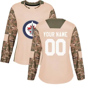 Women's Custom Winnipeg Jets Veterans Day Practice Jersey - Camo Authentic