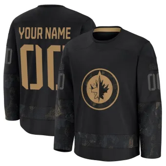 Youth Custom Winnipeg Jets 2024 Military Appreciation Practice Jersey - Black Premium