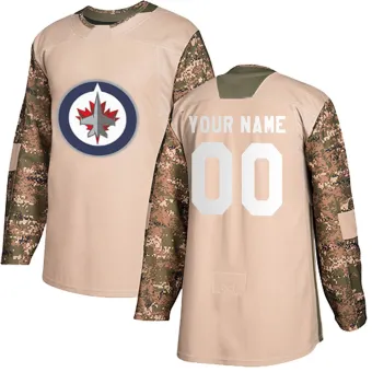 Youth Custom Winnipeg Jets Veterans Day Practice Jersey - Camo Authentic